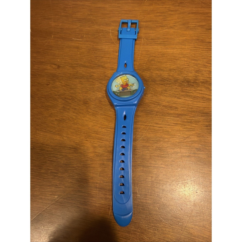Bart Simpson 2002 Kellogg Promo Holographic Blue Wrist Watch Skateboarding